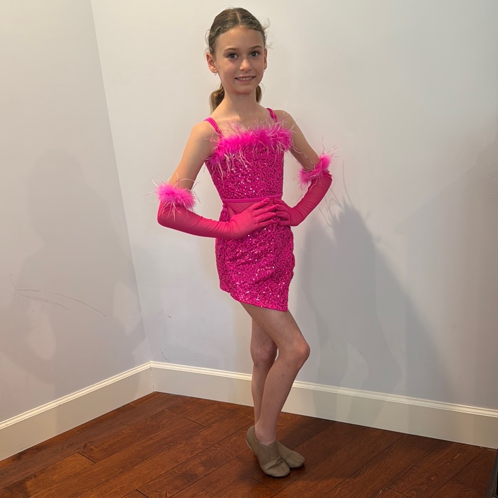 Weissman Pink Sparkly Dance Costume Asymmetrical